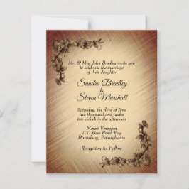 Invitación de boda de flores rústicas profundas