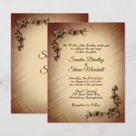 Invitación de boda de flores rústicas profundas
