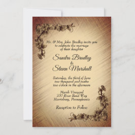 Invitación de boda de flores rústicas profundas