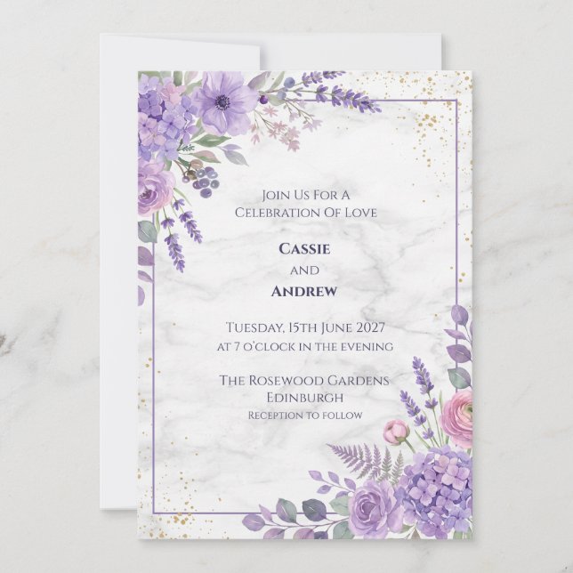 Invitación de boda de flores secas de hierba de Pa (Anverso)