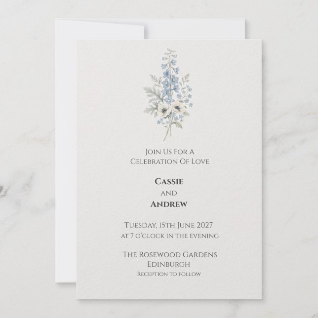 Invitación de boda de flores secas de hierba de Pa (Anverso)
