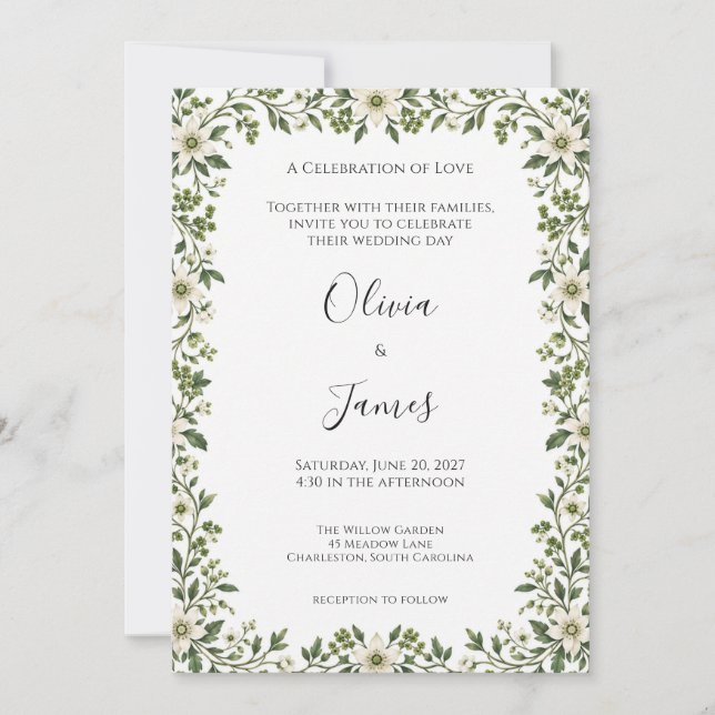 Invitación de boda de flores silvestres (Anverso)