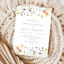 Invitación de boda de flores silvestres Boho Chic