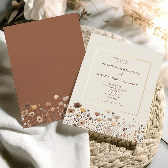 Invitación de boda de flores silvestres boho vinta (Subido por el creador)
