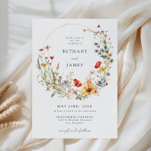 Invitación de boda de flores silvestres caprichosa