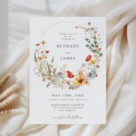Invitación de boda de flores silvestres caprichosa