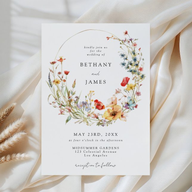 Invitación de boda de flores silvestres caprichosa (Subido por el creador)