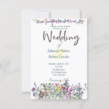 Invitación de boda de flores silvestres coloridas