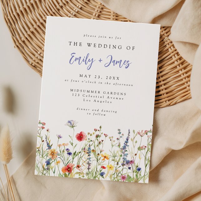 Invitación de boda de flores silvestres coloridas (Subido por el creador)