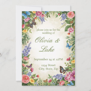 Invitación de boda de flores silvestres con acuare