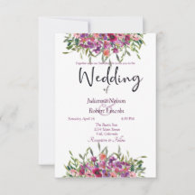 Invitación de boda de flores silvestres de acuarel