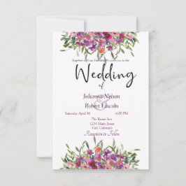 Invitación de boda de flores silvestres de acuarel