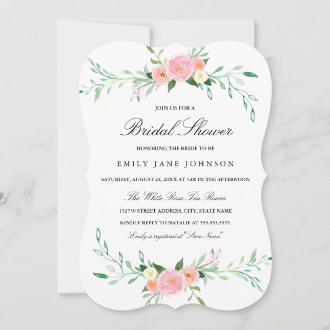 Invitación de boda de flores silvestres de acuarel (Anverso)