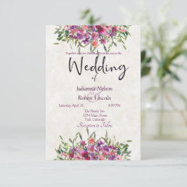 Invitación de boda de flores silvestres de acuarel