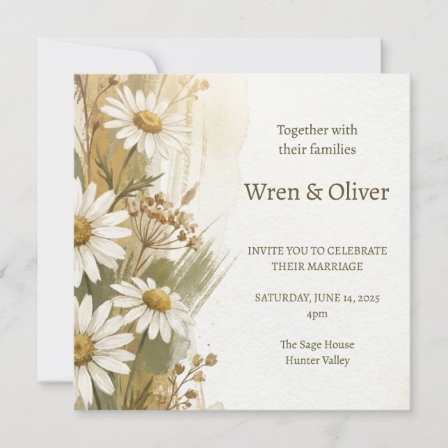 Invitación de boda de flores silvestres de manzani (Anverso)