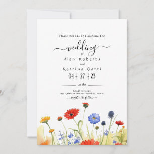 Invitación de Boda de Flores Silvestres de Pradera