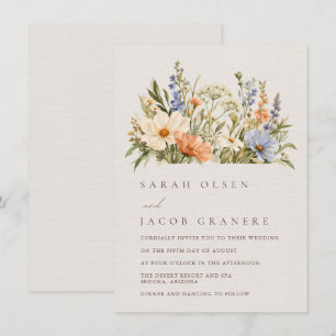 Invitación de boda de flores silvestres de prado e
