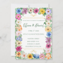 Invitación de boda de flores silvestres de primave
