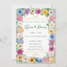 Invitación de boda de flores silvestres de primave