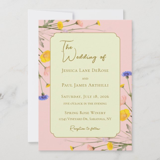 Invitación de boda de flores silvestres de primave (Anverso)