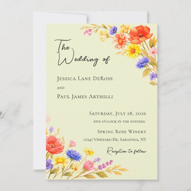 Invitación de boda de flores silvestres de primave (Anverso)