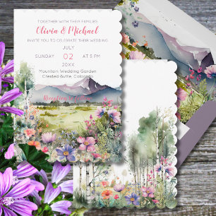 Invitación de boda de flores silvestres de tomillo