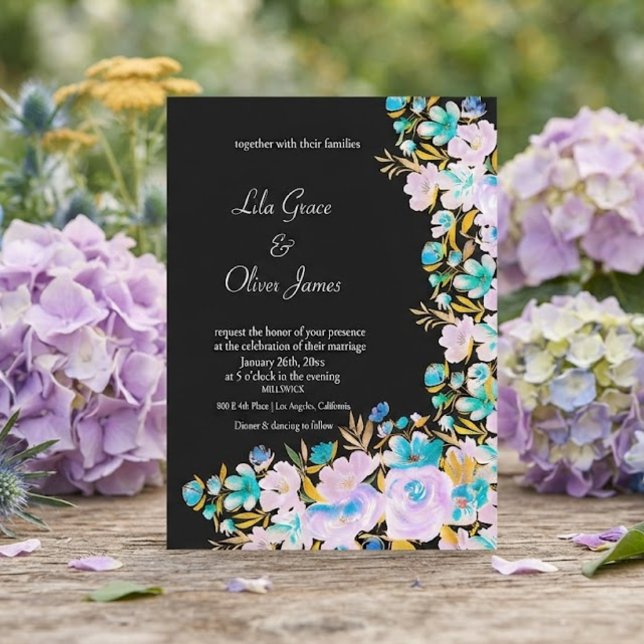 Invitación de boda de flores silvestres elegante (Subido por el creador)