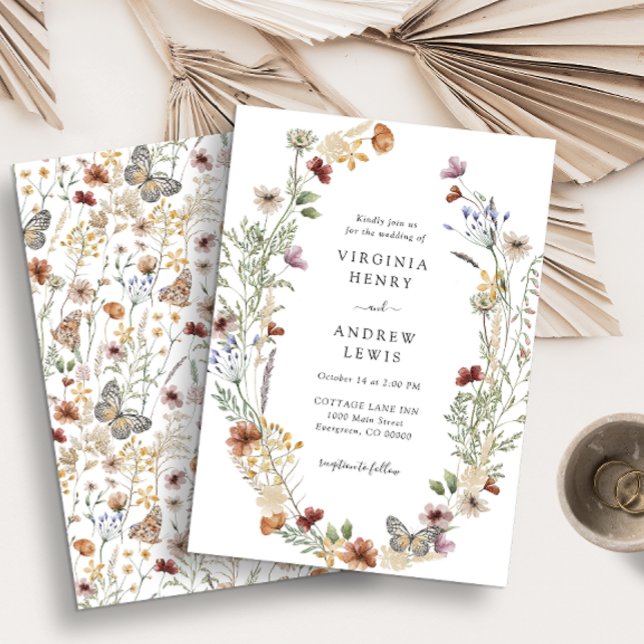 Invitación de boda de flores silvestres elegantes (Subido por el creador)