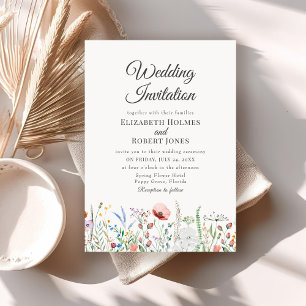 Invitación de Boda de Flores Silvestres en Acuarel