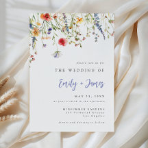 Invitación de boda de flores silvestres minimalist