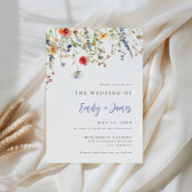 Invitación de boda de flores silvestres minimalist