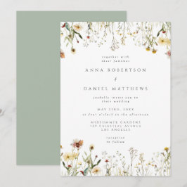 Invitación de boda de flores silvestres rústicas e