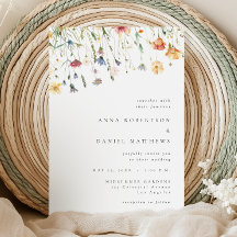 Invitación de boda de flores silvestres sencillas