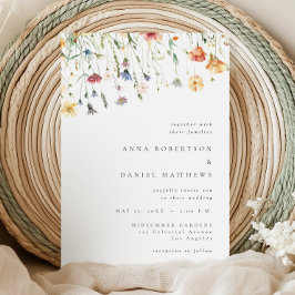 Invitación de boda de flores silvestres sencillas