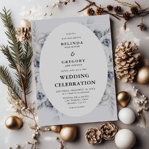 Invitación de boda de follaje de invierno botánico