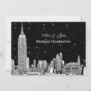 Invitación de boda de fondo de cielo estrellado de