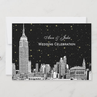 Invitación de boda de fondo de cielo estrellado de