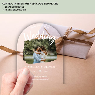 Invitación de Boda de Foto ACRÍLICA Moderna Rústic