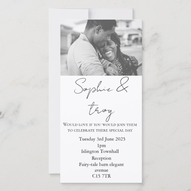 invitación de boda de foto personalizable (Anverso)