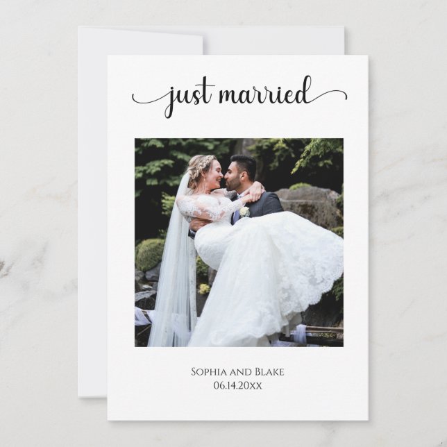 Invitación de Boda de fotografía en blanco/borgoña (Anverso)