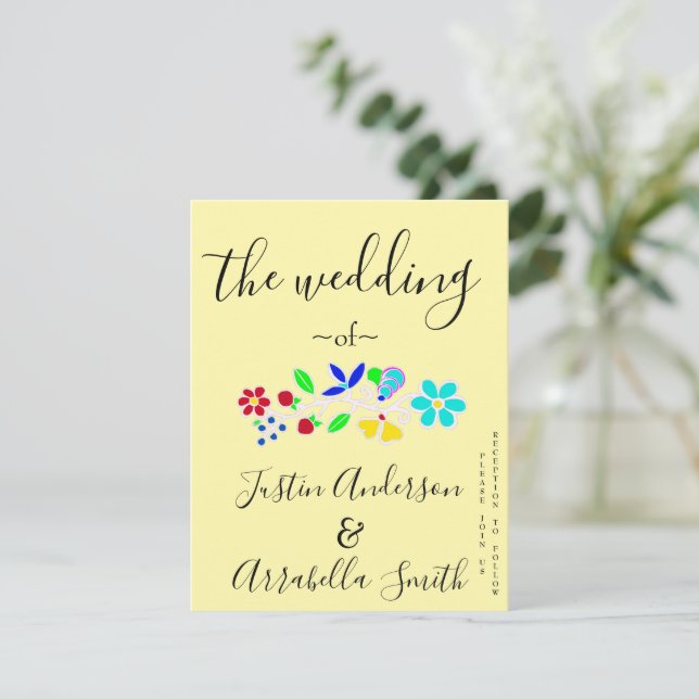 Invitación de Boda de Fresa Floral Anishinaabe (Anverso de pie)