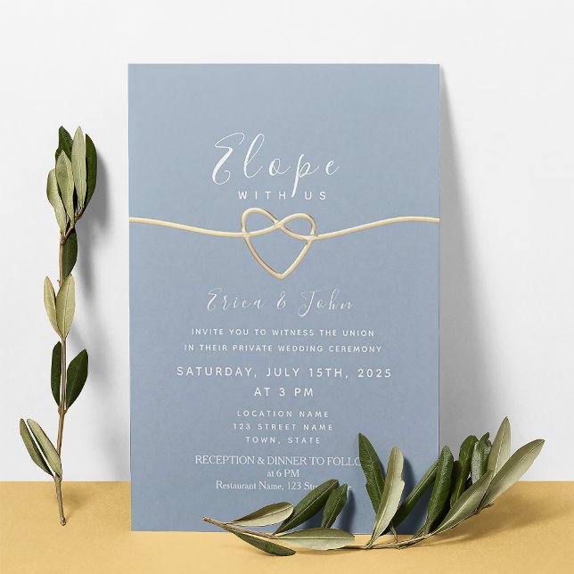 Invitación de boda de fuga azul polvoriento (Subido por el creador)