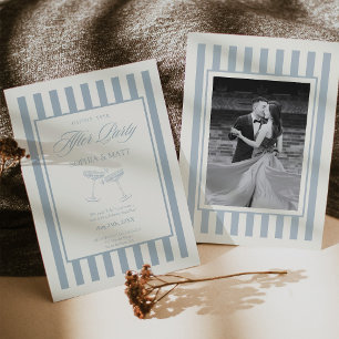 Invitación de boda de fuga Old Money azul