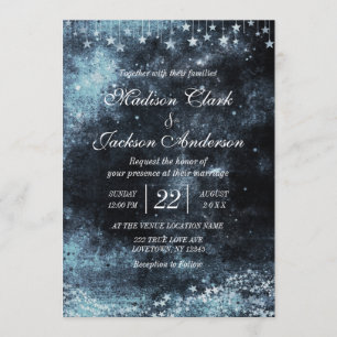 Invitación de boda de galaxia acuarela estrellada