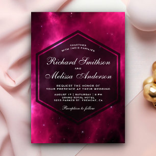 Invitación de boda de galaxia espacial rosa modern