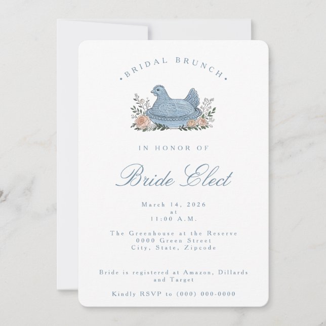 Invitación de boda de gallina vintage (Anverso)