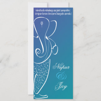 Invitación de Boda de Ganesha :: Azul Marino y Ver