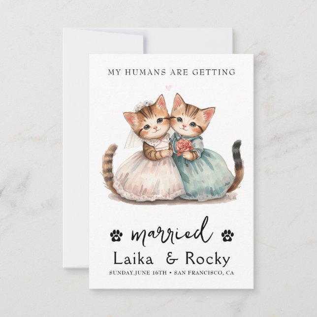Invitación de Boda de Gato Adorable (Anverso)