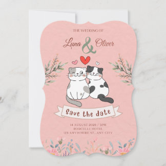 Invitación de boda de gato divertida 