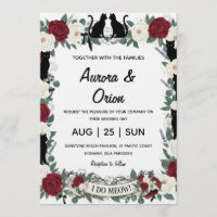 Invitación de boda de gato negro elegante